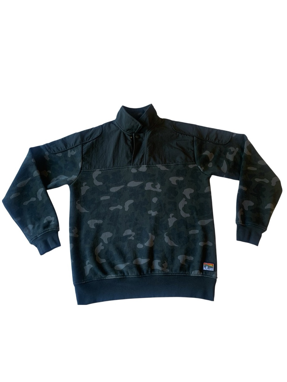 Orvis Vintage Fade Gray Black Camo Quarter Snap Pullover Sweatshirt Men’s Medium - Picture 4 of 13